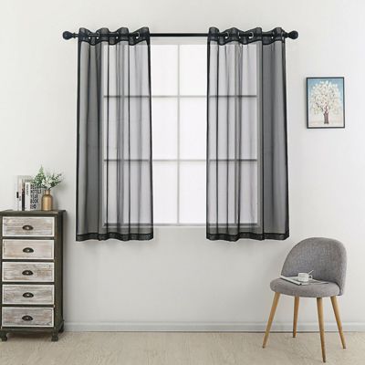 2 Piece Designer Sheer Voile Grommet Top Window Curtains