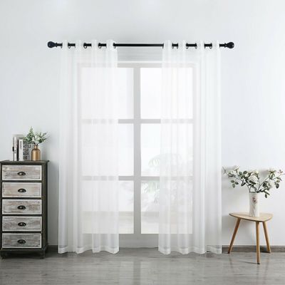 2 Piece Designer Sheer Voile Grommet Top Window Curtains