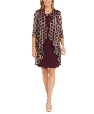 R & M Richards Petite Metallic-Plaid Jacket & Sheath Dress