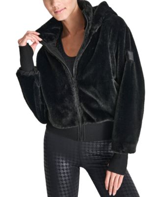 Women's Faux-Fur Zip-Front Bomber Jacket
