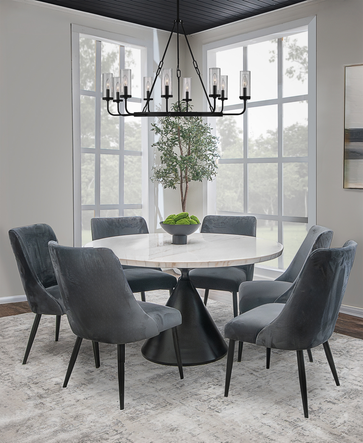Macy's Nerton 7 Pc. Dining Set (52" Round Table & 6 Chairs), Created For  In White
