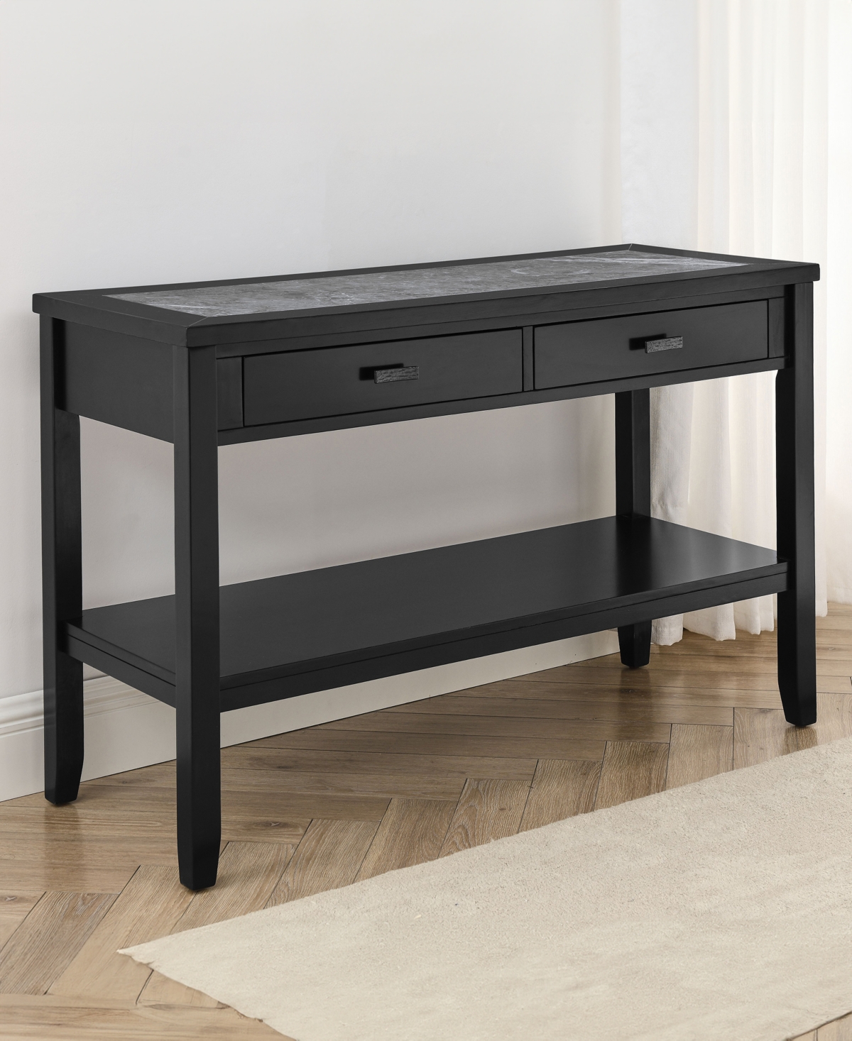 Macy's Garvine 47" Wood Sofa Table In Black