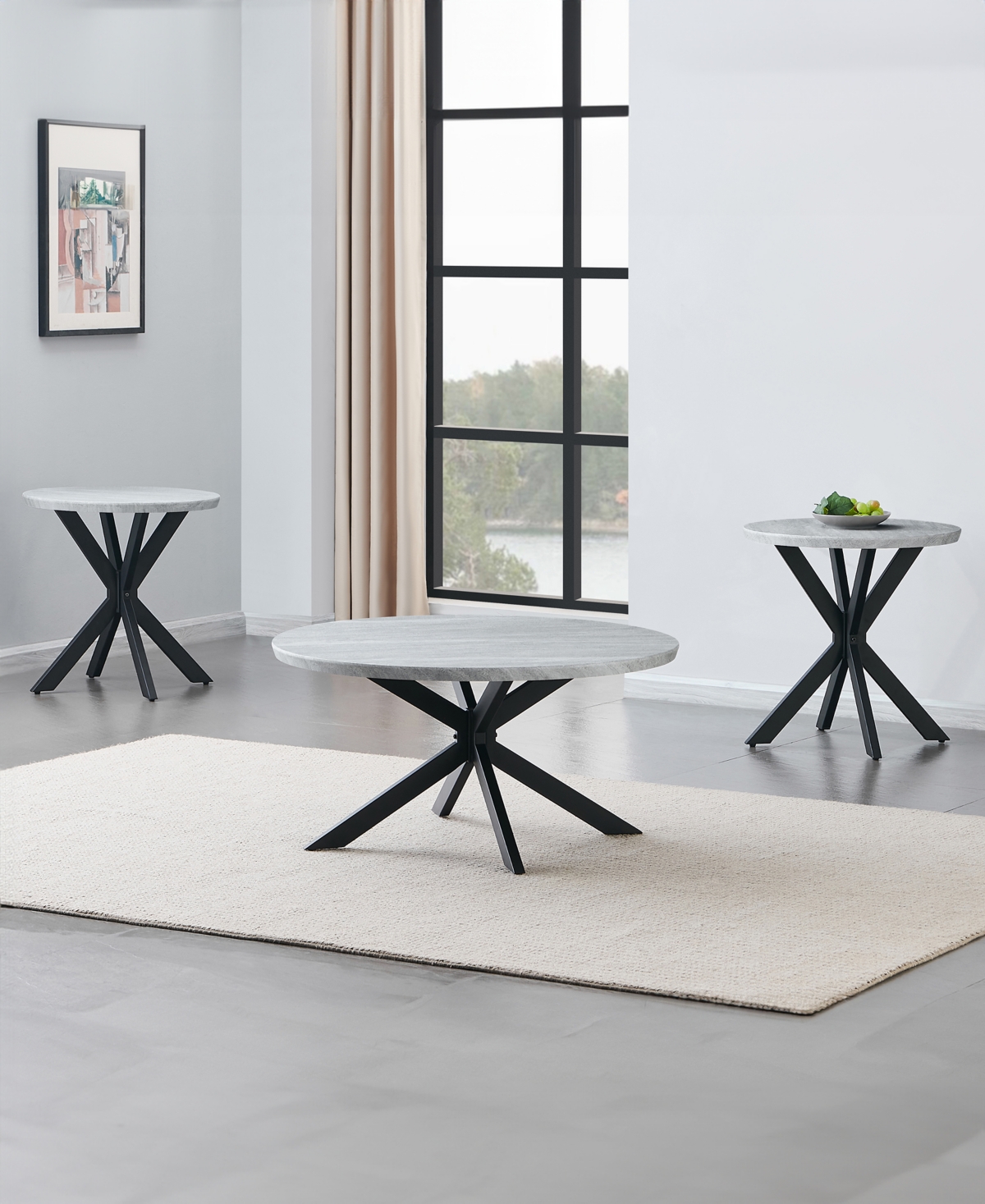 Macy's Keyla 36" Metal Cocktail Table In Black