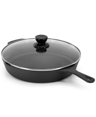 12 Inch Pre-Seasoned Cast Iron Skillet with Tempered Glass Lid