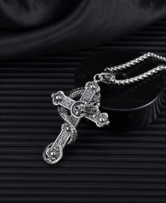 Silver Gothic Cross Stainless Steel Pendant Necklace