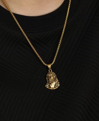 Gold Jesus Christ Stainless Steel Pendant Necklace