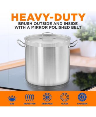 Stainless Steel Cookware Stockpot - 35 Quart, Heavy Duty Induction Pot, Soup Pot With Stainless Steel Lid