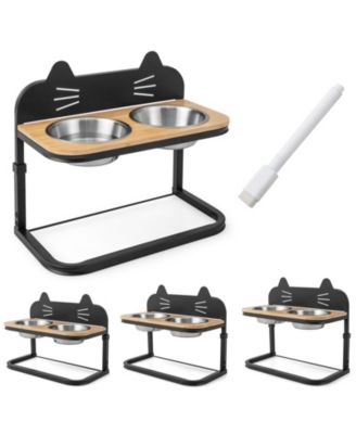 Elevated Pet Feeder with 2 Stainless Steel Bowls for Cats and Small and Medium Dogs