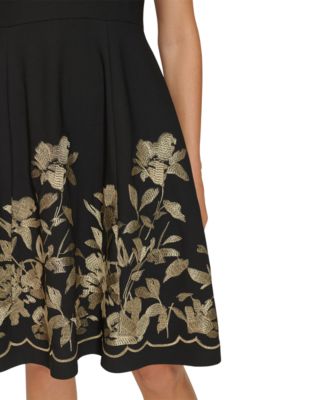 fitted lace wedding dress Calvin Klein Womens Sleeveless Floral Fit and Flare, Cham Multi, 2 at  Amazon Women's Clothing store main image 1