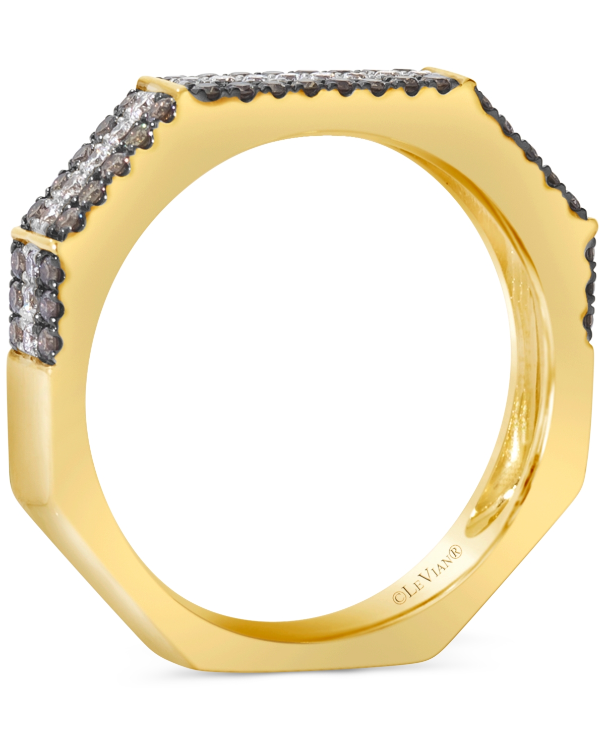 Le Vian Chocolatier Chocolate Diamond & Vanilla Diamond Three Row Ring (3/8 Ct. T.w.) In 14k Gold In 14k Honey Gold Ring