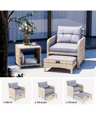 5-Piece Wicker Patio Conversation Set with Cushions