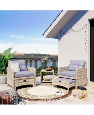 5-Piece Wicker Patio Conversation Set with Cushions