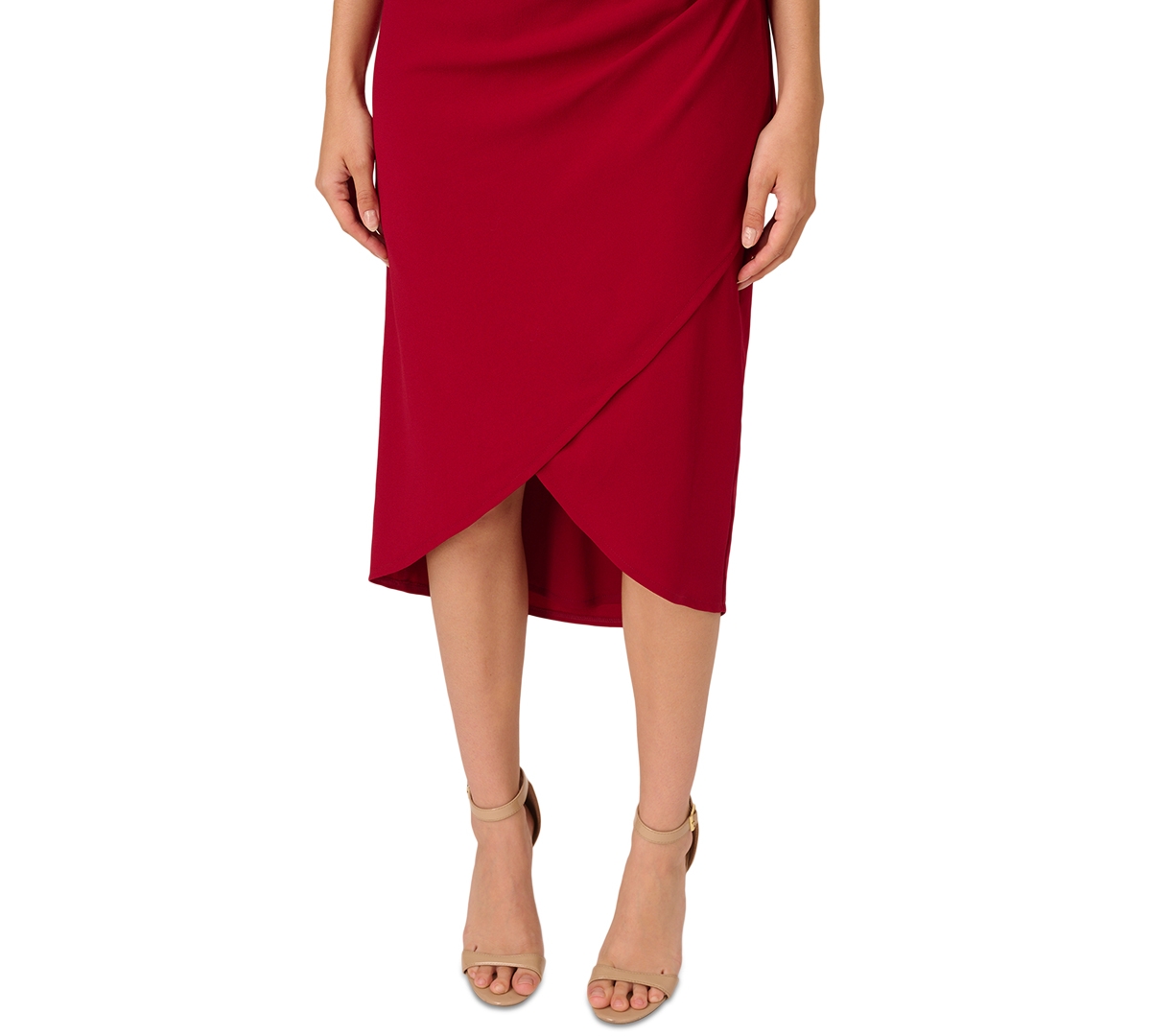 Adrianna Papell Petite Beaded-Shoulder Ruched-Side Dress