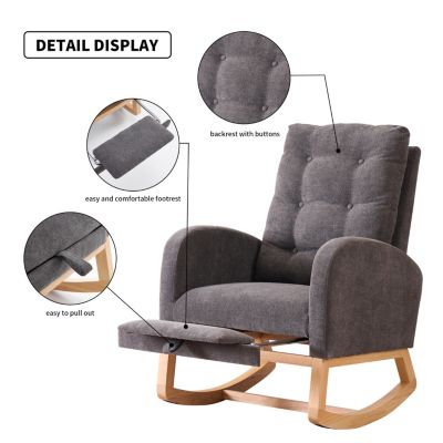 Plush Rocking Lounge Chair with Side Pocket for Relaxation and Support