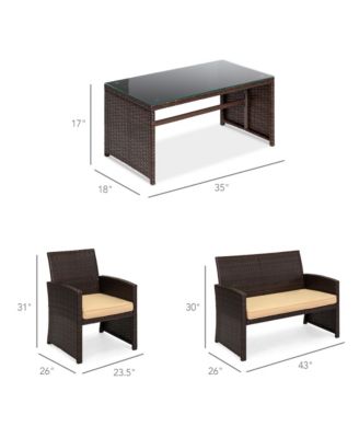 Best Choice Products 4-Piece Outdoor Wicker Patio Conversation Furniture Set w/ Table, Cushions