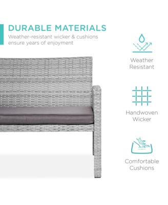 Best Choice Products 4-Piece Outdoor Wicker Patio Conversation Furniture Set w/ Table, Cushions