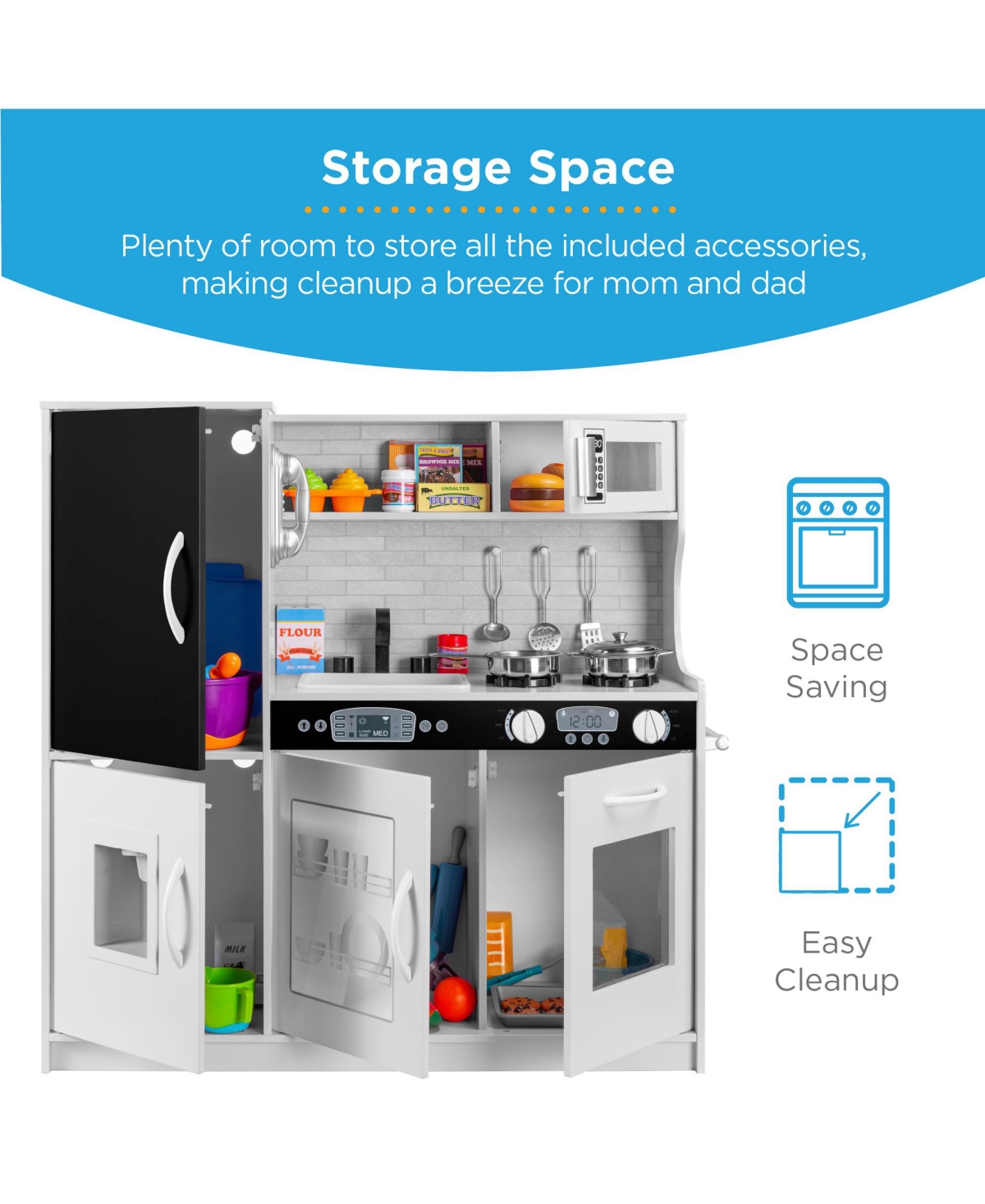 Best Choice Products Pretend Play Kitchen Wooden Toy Set for Kids w/ Telephone, Utensils, Oven, Microwave