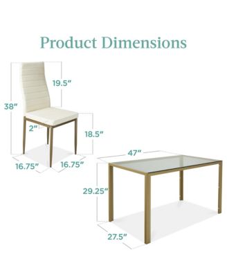 5-Piece Kitchen Dining Table Set w/ Glass Tabletop, 4 Faux Leather Chairs