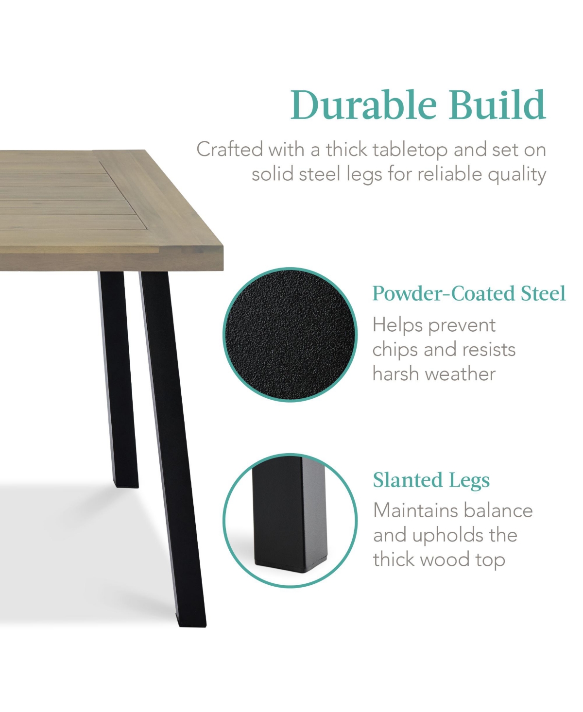Best Choice Products 6-Person Indoor Outdoor Patio Rustic Acacia Wood Picnic Dining Table w/ Metal Legs