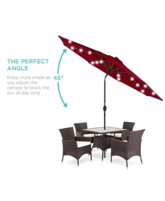 10Ft Solar LED Lighted Patio Umbrella with Tilt Adjustment and UV-Resistant Fabric