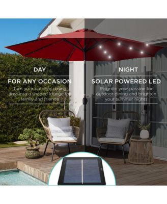 10Ft Solar LED Lighted Patio Umbrella with Tilt Adjustment and UV-Resistant Fabric