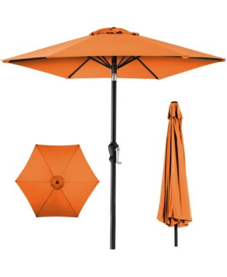 10ft Outdoor Steel Market Patio Umbrella w/ Crank, Tilt Push Button, 6 Ribs