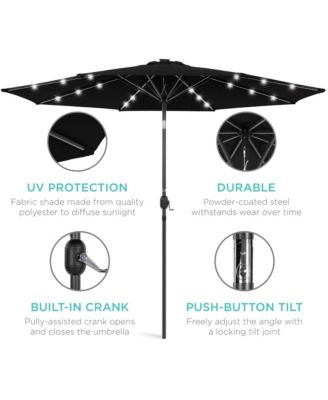10ft Solar LED Lighted Patio Umbrella w/ Tilt Adjustment, UV-Resistant Fabric