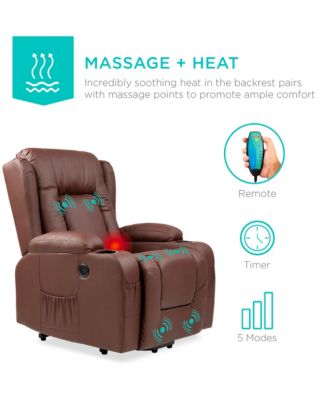  Standard Size  Faux Leather  Power Lift, Massage, Heat, USB Port, Cupholders  Recliner Chair