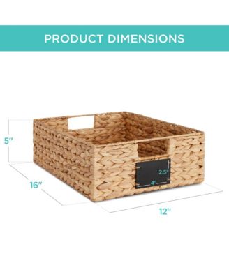 Set of 4 16x12-Inch Woven Water Hyacinth Pantry Baskets with Chalkboard Label and Chalk Marker