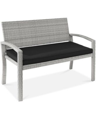 2-Person Wicker Frame 700lb Capacity Cushion Outdoor Patio Garden Bench