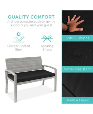 2-Person Wicker Frame 700lb Capacity Cushion Outdoor Patio Garden Bench