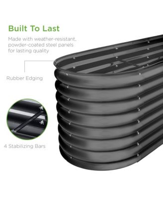 8x2x2ft Metal Raised Garden Bed, Oval Outdoor Planter Box w/ 4 Support Bars