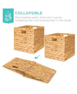 13x13in Hyacinth Storage Baskets, Set of 5 Multipurpose Collapsible Organizers