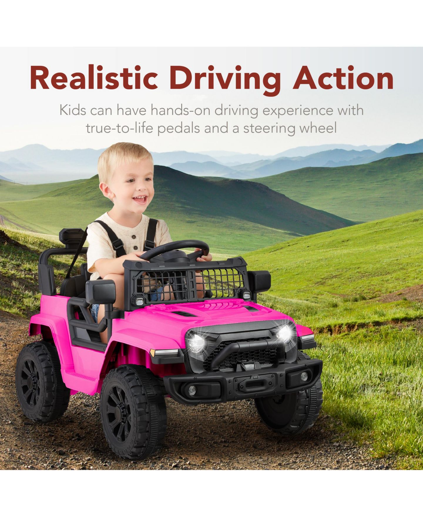 Детская игрушка Best Choice Products 6V Kids Ride-On Truck with Parent Remote Control and 4-Wheel Suspension, 44 lbs. Weight Capacity, Ages 3-5, цвет: Розовый — фото 2