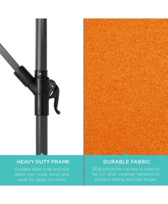 10ft Solar LED Offset Hanging Outdoor Market Patio Umbrella with Adjustable Tilt