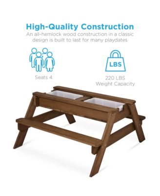 Kids 3-in-1 Outdoor Convertible Activity Sand and Water Picnic Table w/ Umbrella