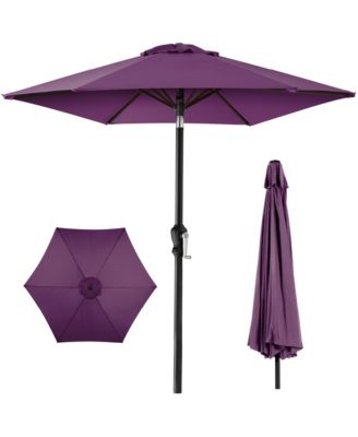 10ft Outdoor Steel Market Patio Umbrella w/ Crank, Tilt Push Button, 6 Ribs