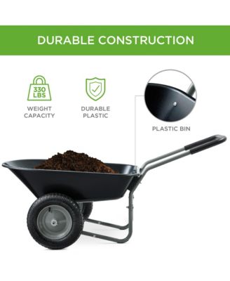 Dual-Wheel Home Wheelbarrow Yard Garden Cart for Lawn, Construction