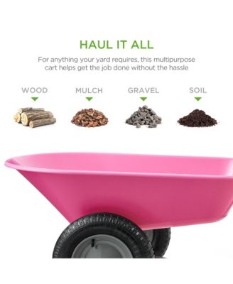 Dual-Wheel Home Wheelbarrow Yard Garden Cart for Lawn, Construction