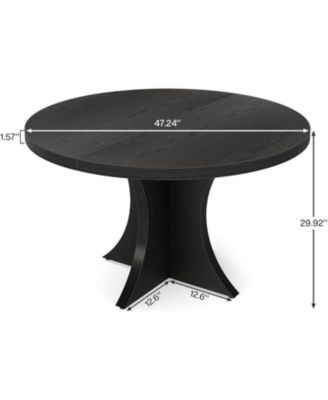 47.24-Inch Wood Farmhouse Kitchen Round Dining Table for 4-6, Small Dinner Table