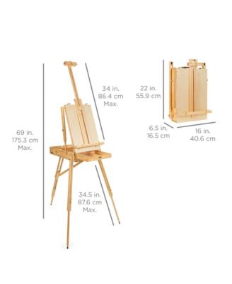 French Easel, 32pc Beginners Kit Portable Wooden Adjustable Tripod  w/ Paint Supplies
