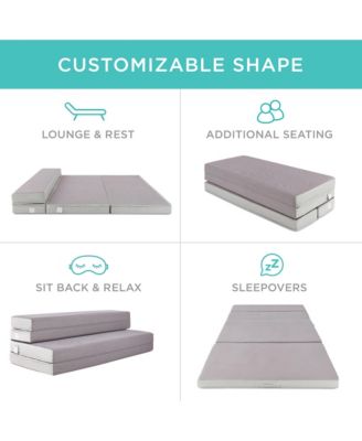 4in Thick Folding Portable, Carry Case, Washable Cover Mattress Topper