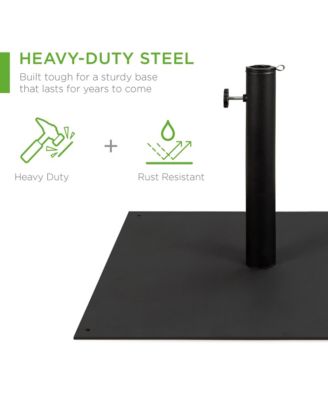 38.5lb Steel Umbrella Base, Square Patio Stand w/ Tightening Knob and Anchor Holes - Black