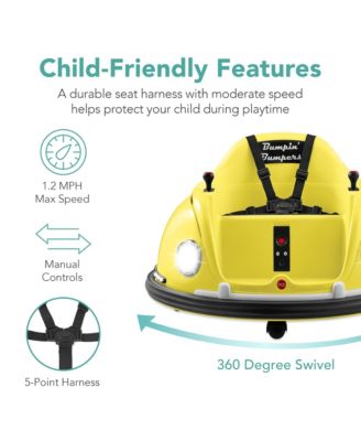 6V Kids Ride On Bumper Car Toy w/ Remote Control, Harness, Lights, 360 Degree Spin