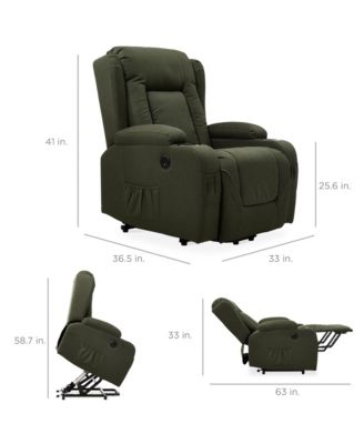 Electric Power Lift Linen Recliner Massage Chair Furniture w/ USB Port, Heat, Cupholders