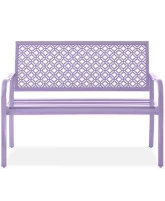 Steel Frame Geometric Backrest Foot Levelers Garden Bench