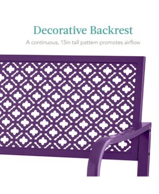 Steel Frame Geometric Backrest Foot Levelers Garden Bench