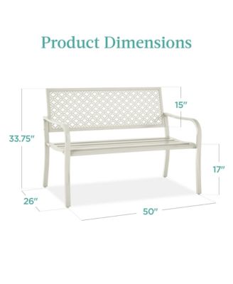 Steel Frame Geometric Backrest Foot Levelers Garden Bench
