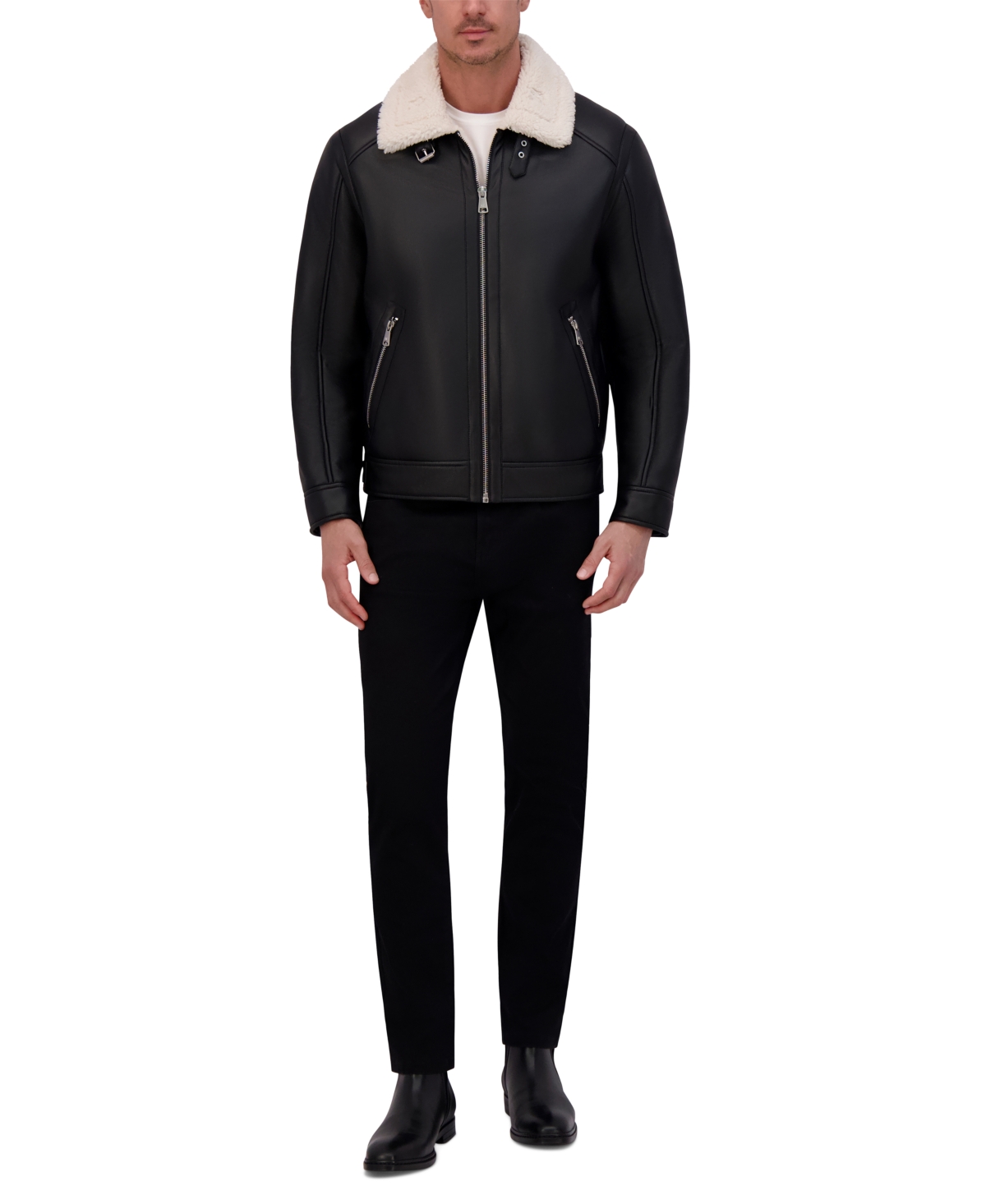 Kenneth Cole Men's Faux-Shearling Moto Jacket