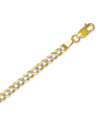 22" Two-Tone Open Curb Link Chain Necklace (3-5/8mm) in Solid 14k Gold & White Gold